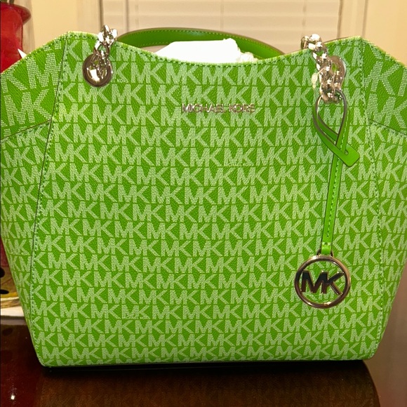 Michael Kors Vibrant Green MK Tote - Picture 1 of 7